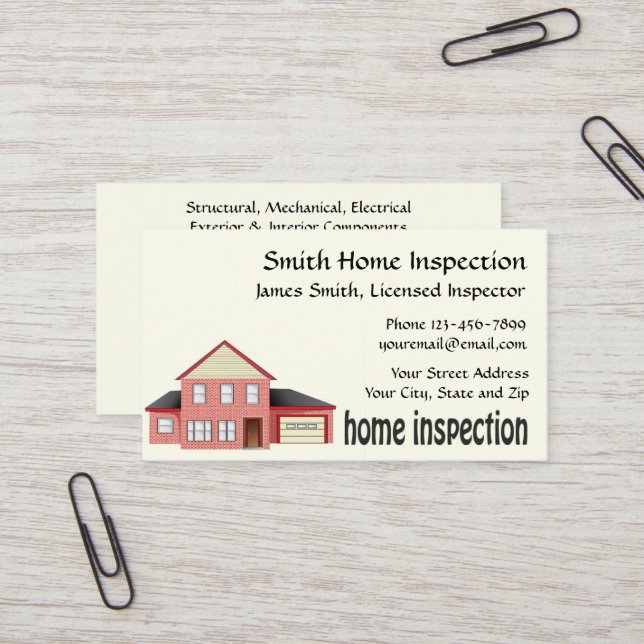 Home Inspection Inspector Business Card (Front/Back In Situ)