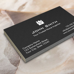 Home Inspection Modern Black Carbon Fibre Business Card