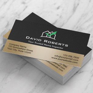 Home Inspection Modern Black & Gold Real Estate Business Card