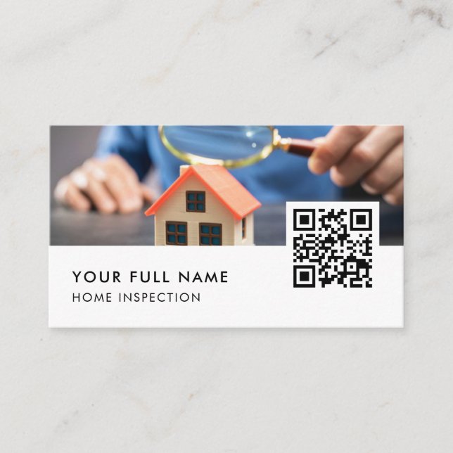 Home Inspection QR Code Modern Business Card (Front)