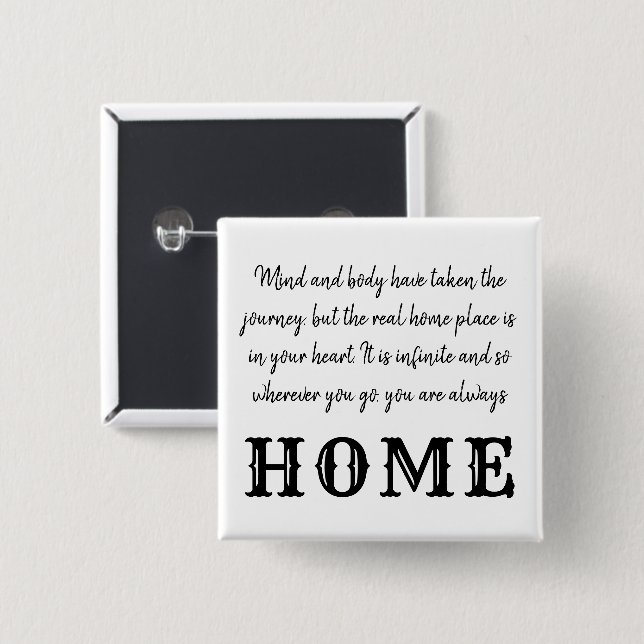 HOME Inspiring Mooji Quote  Black White Meditation 15 Cm Square Badge (Front & Back)