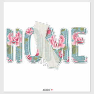 Home is California Vintage Roses Aqua Grunge