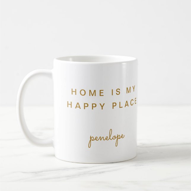 Home is My Happy Place with Name Coffee Mug (Left)