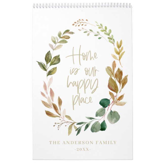 Home is our happy place watercolor foliage photo calendar (Cover)