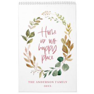 Home is our happy place watercolor foliage photo calendar
