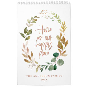 Home is our happy place watercolor foliage photo calendar
