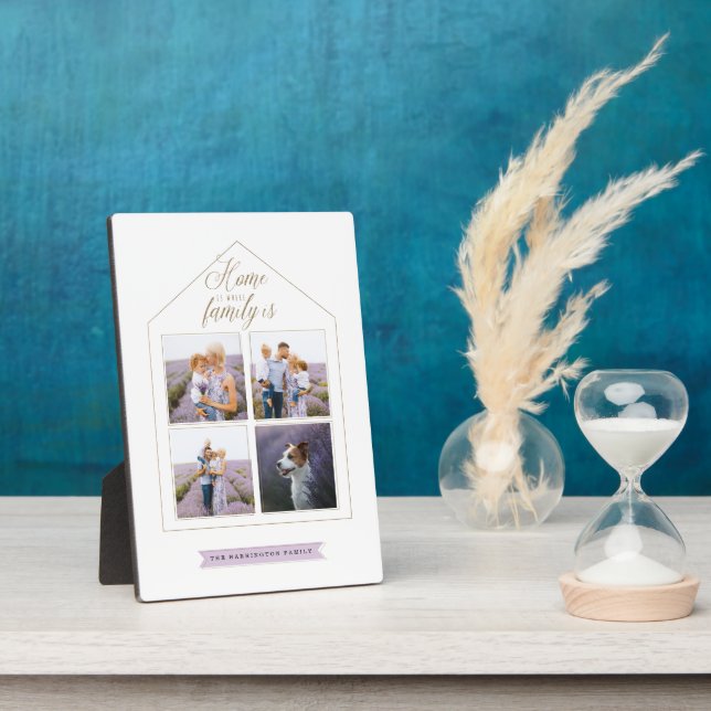 Home is Where Family Is - Photo Collage White Plaque (Side)