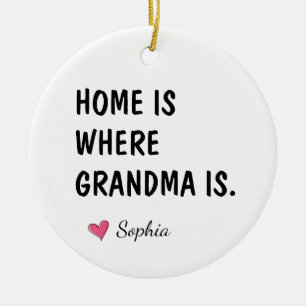 Home Is Where Grandma Is Personalised Mother Gift Ceramic Tree Decoration