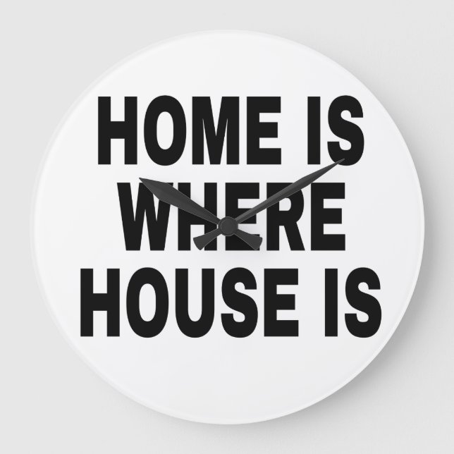 HOME IS WHERE HOUSE IS BLACK FONTS LARGE CLOCK (Front)