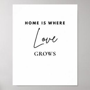 Home Is Where Love Grows Minimalist Family Quote Poster