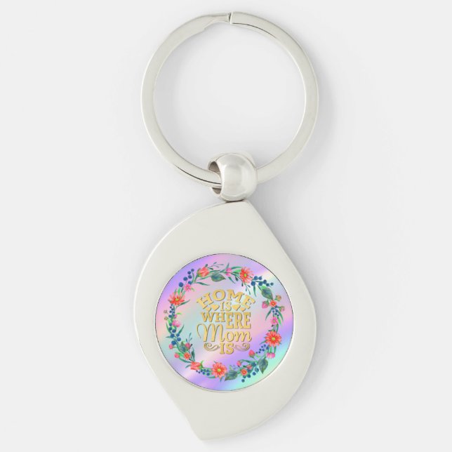 Home is Where Mum Is Gift For Mother's Day Key Ring (Front)