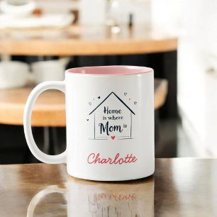 Home Is Where Mum Is Minimalist Mother's Day Two-Tone Coffee Mug