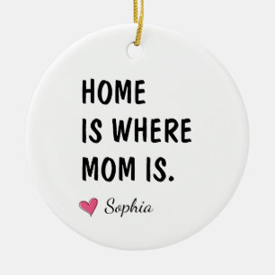 Home Is Where Mum Is Personalised Mother Gift Ceramic Tree Decoration