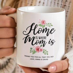 Home Is Where Mum Is Personalised Thank You Coffee Mug