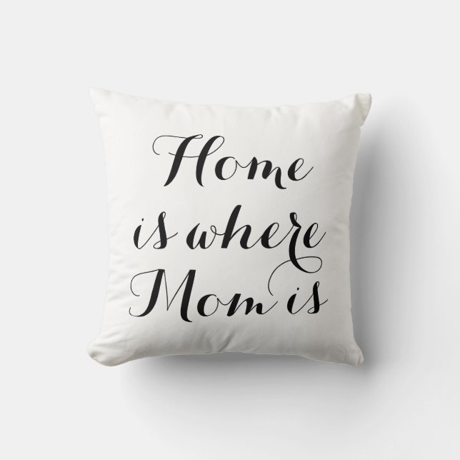 Home is where Mum is Pillow in Black & White (Front)