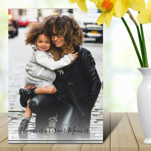 Home is where Mum is Quote Modern White Overlay Photo Block