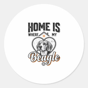 Home Is Where My Beagle Is Vintage Dog Design_1 Classic Round Sticker