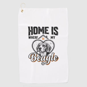 Home Is Where My Beagle Is Vintage Dog Design_1 Golf Towel