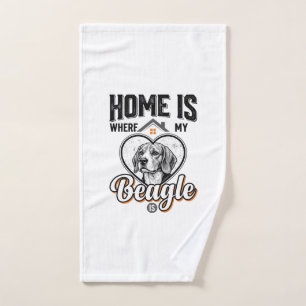Home Is Where My Beagle Is Vintage Dog Design_1 Hand Towel