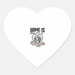 Home Is Where My Beagle Is Vintage Dog Design_1 Heart Sticker