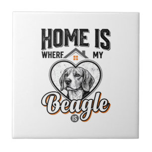 Home Is Where My Beagle Is Vintage Dog Design_1 Tile