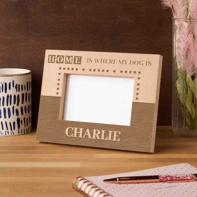 Home is where my cat dog is custom name etched frames (Left)