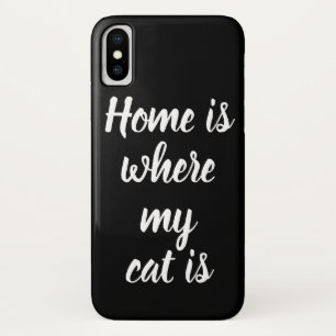 Home Is Where My Cat Is White Script Black Case-Mate iPhone Case