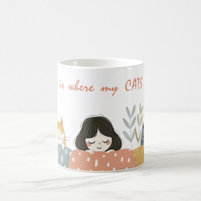 Home is Where my CATS are Cute Cat Mum  Coffee Mug (Center)
