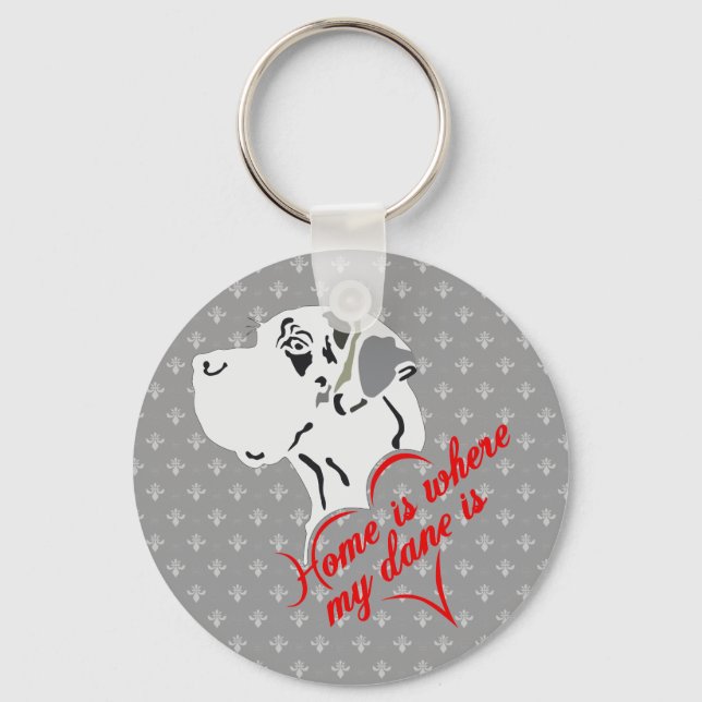 Home is where my dane is key ring (Front)