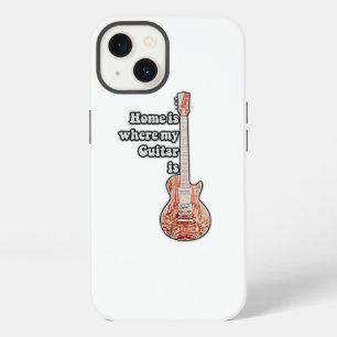 Home is where my guitar is. vintage brown guitar iPhone 13 case