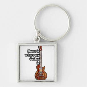 Home is where my guitar is. vintage colours guitar key ring