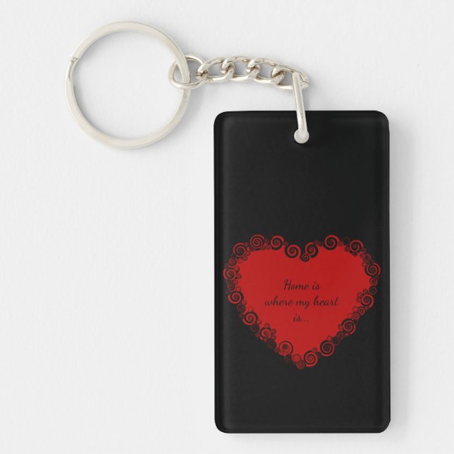 Home is where my heart is, Love Red Black Key Ring (Front)