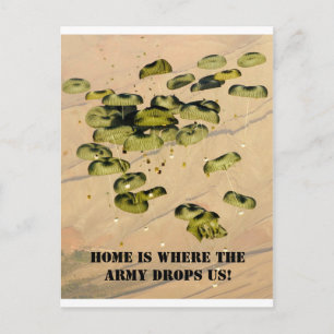 Home Is Where The Army Drops Us! Announcement Postcard