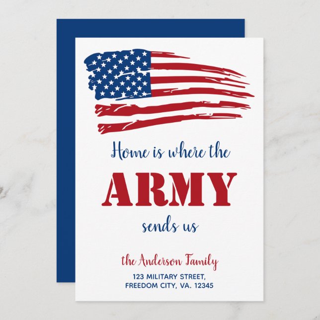 Home Is Where The Army Sends Us Military Moving  A Announcement (Front/Back)