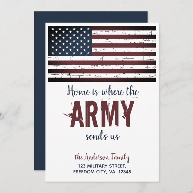 Home Is Where The Army Sends Us Military Moving Announcement (Front/Back)