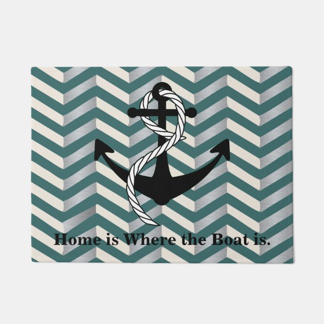Home is Where the Boat is Geometric Nautical Mat (Front)
