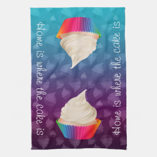 Home is Where the Cake is Cute Cupcake Kitchen Art Tea Towel