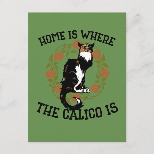 Home is where the Calico is "Calico Cat" humour Postcard (Front)