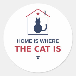 Home Is Where The Cat Is – Cat Lover Classic Round Sticker
