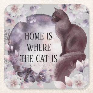 Home is Where the Cat is Elegant Magical Coasters