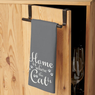 Home is where the Cat is little Paws Tea Towel