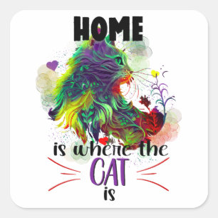 Home is Where the Cat is Square Sticker
