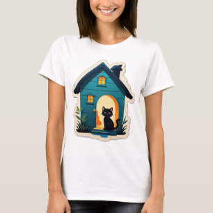 Home is Where the Cat Is T-Shirt – Minimalist Cat 