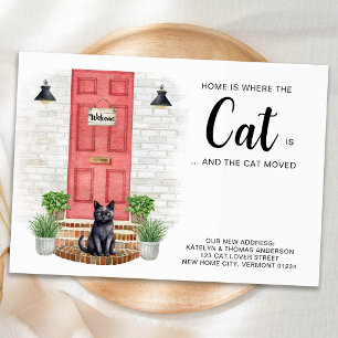 Home Is Where The Cat Is We've Moved Cat Moving Announcement Postcard