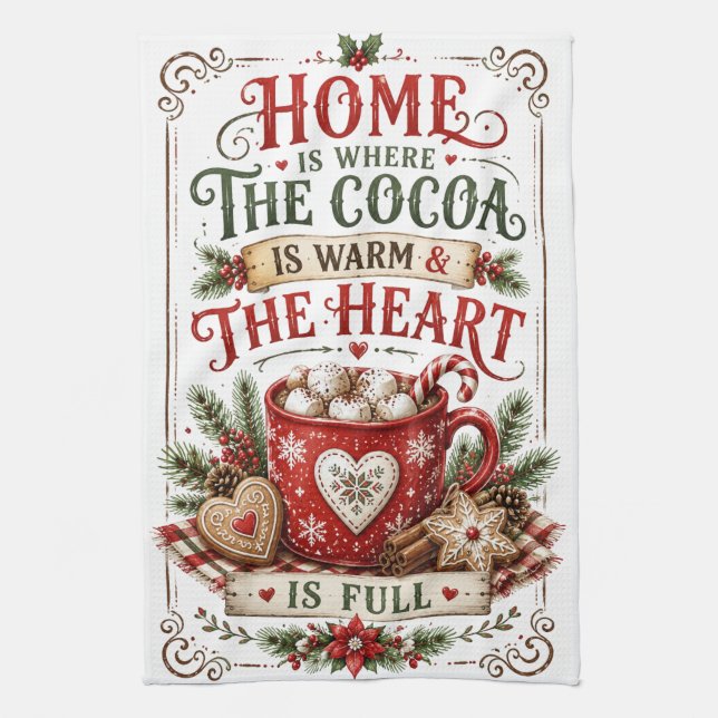 Home is Where The Cocoa is Tea Towel (Vertical)