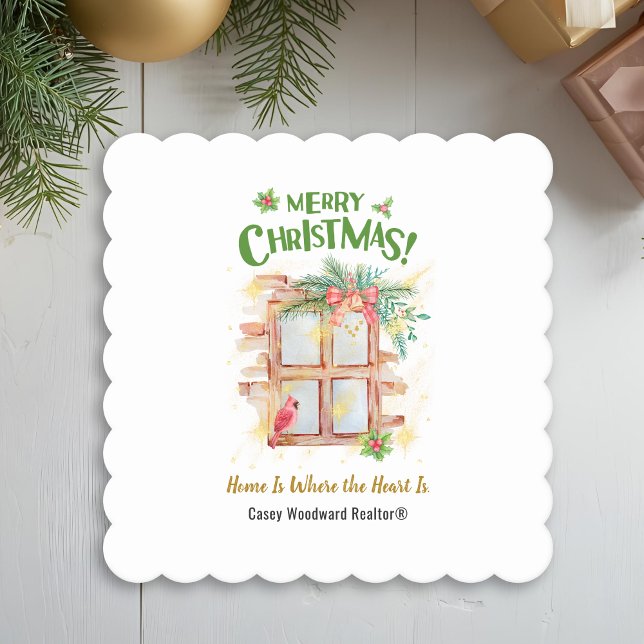 Home Is Where the Heart | Budget Realtor Christmas Paper Coaster (Creator Uploaded)