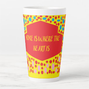 Home is where the heart is red with blue green latte mug