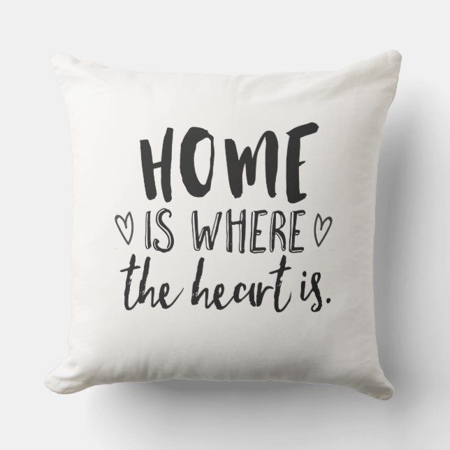 Home Is Where the Heart Is Typography Cushion (Front)