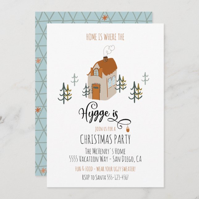 Home is where the Hygge is Christmas Party Invitation (Front/Back)