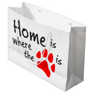 Home is where the paw print is large gift bag
